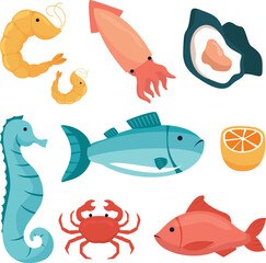 Obraz premium Cheerful prawn character inside a boiling yellow metal pot vector