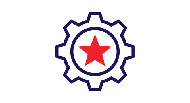 Gear with red star symbol.