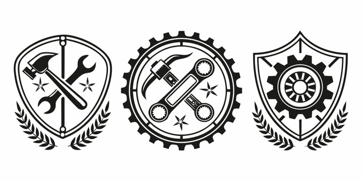 Intricate mechanical gears and cogs in a symmetrical arrangement Vector