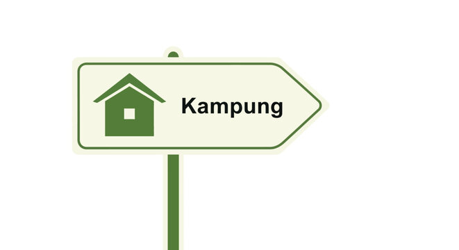 Green Directional Sign with Kampung Text.