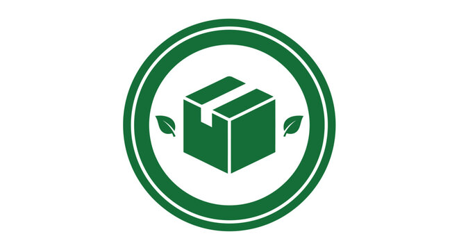 Green eco friendly cardboard box logo.