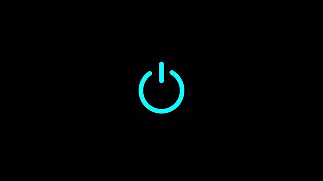 abstract power button icon animation. start turn on off button animation. switch power reset button symbol in transparent background in 4k animation with alpha channel