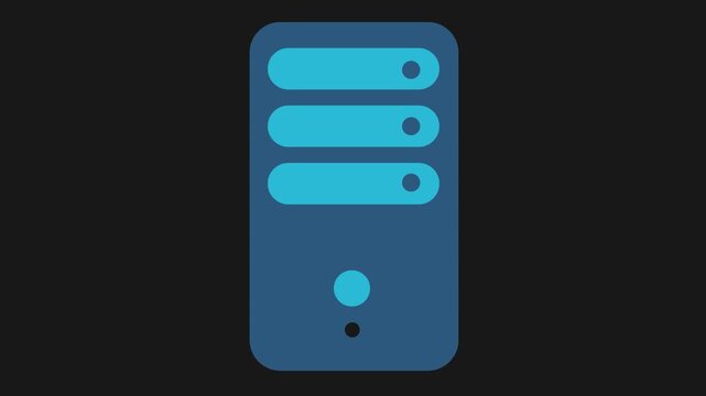Digital Server Tower Icon: A simple, modern digital server tower icon, representing data storage, network infrastructure, and information technology.