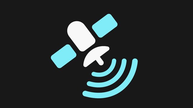 Satellite Communication Icon: A sleek, minimalist icon features a stylized satellite emitting signal waves, symbolizing global communication, connectivity, and cutting-edge technology.