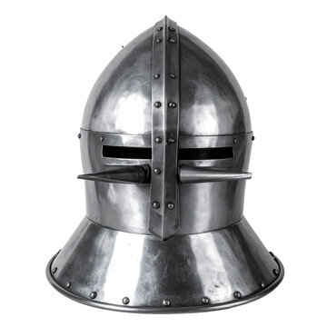 Medieval spiked great helm isolated on transparent background for historical design or museum catalog
