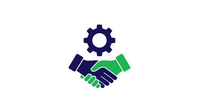 Handshake with gear partnership agreement.