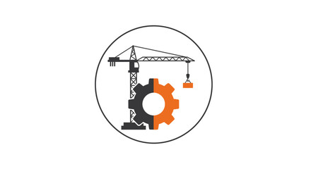 Obraz premium Industrial crane with orange gear.