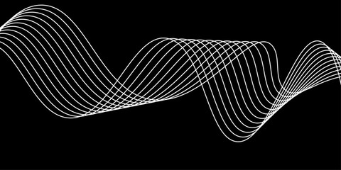 Modern Abstract Gray Flowing Wave Lines on Black Background Minimalist Vector Illustration for Creative Graphic Design.