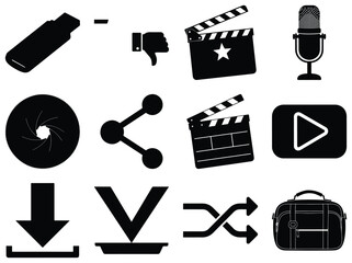 Fototapeta premium Black and White Media and Cinema Set camera