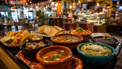 Fototapeta premium Food Tour Explore local Hispanic restaurants and food markets