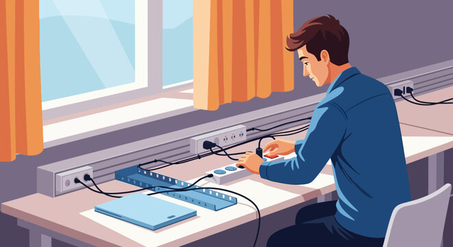 Man Working on Digital Audio Workstation.