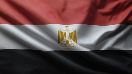 Close-up view of the egyptian flag waving in the wind