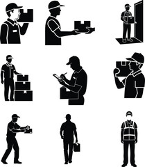 Delivery worker icon set