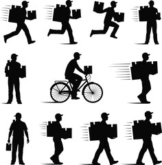 Delivery man icon set