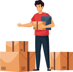 Delivery man with boxes