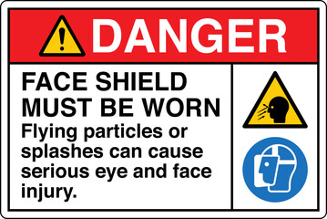 Obraz premium Safety sign DANGER FACE SHIEL...