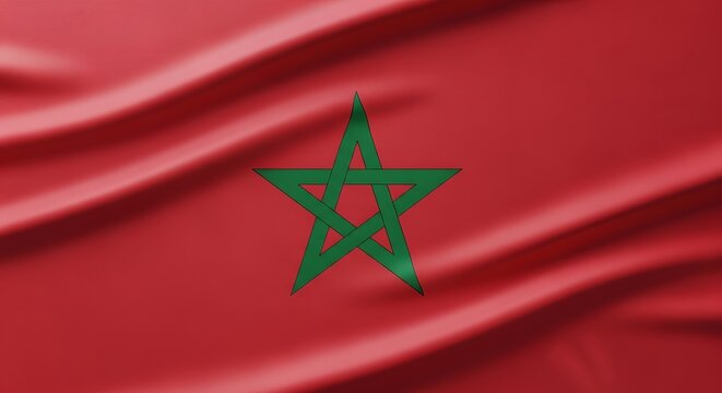 The flag of morocco with green star on red background