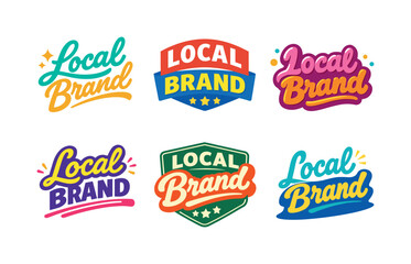 Clean modern holiday banner illustration displaying modern lettering logo set for Local Brand, professional logo-style typography