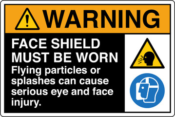 Safety sign WARNING FACE SHIE...