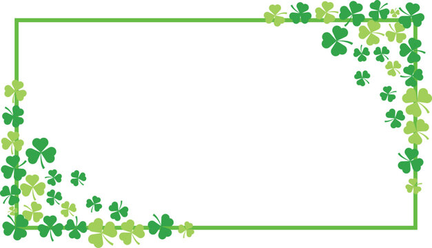 Green Shamrock Clover Border Frame St Patrick's Day Decorative Background vector
