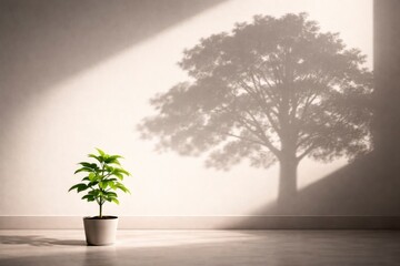 Obraz premium Small Plant Casting Big Tree Shadow – Potential Concept