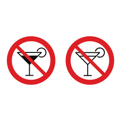 no alcohol cocktails prohibition sign vector icon