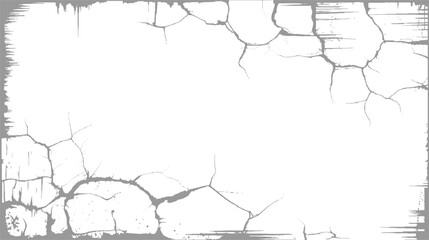 Fototapeta premium Grey cracked grunge border with distressed edges and abstract lines white