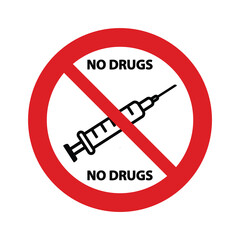no drugs prohibition sign vector icon