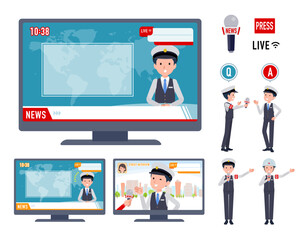 ニュース番組に出演する運転手男性のセット