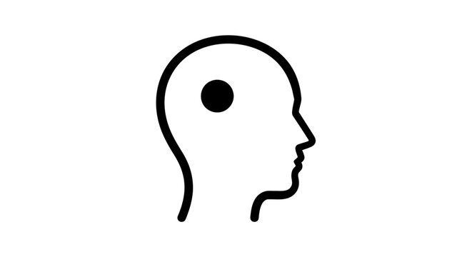 Simple black line drawing human head.