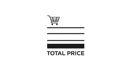 Fototapeta premium Shopping cart icon with total price.