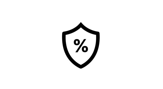 Shield with percentage symbol icon.