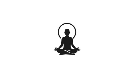 Silhouette of a meditating person sitting.