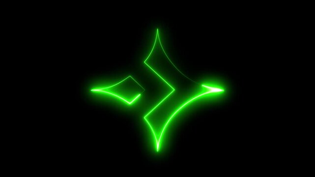 Neon glowing diamond shape on a black background. Neon diamond suit or symbol of playing card, 4k gambling animation