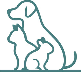 Obraz premium Stylized illustration of a dog, cat, rabbit and in green color