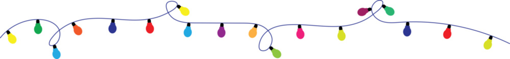 Naklejka premium Colorful string lights in a wavy silhouette pattern.