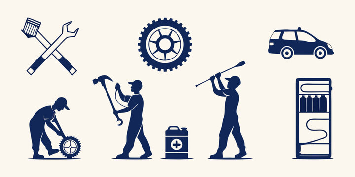 Diverse icons representing various services and professions in a modern context Vector