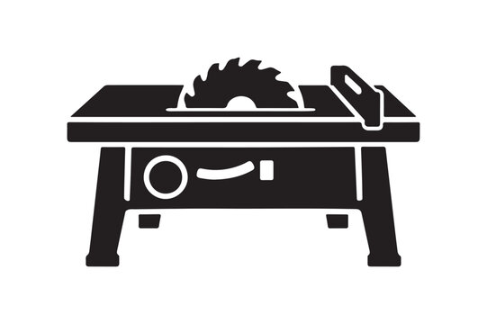 Table Saw Silhouette Icon &ndash; Woodworking Cutting Machine Vector