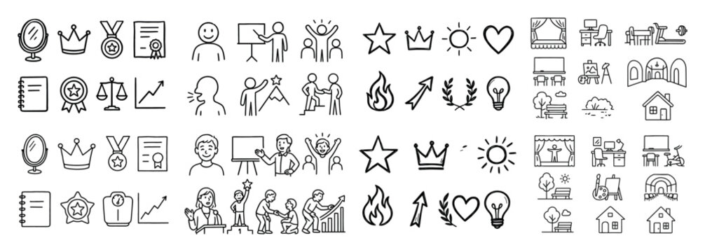 Diverse outline icons collection
