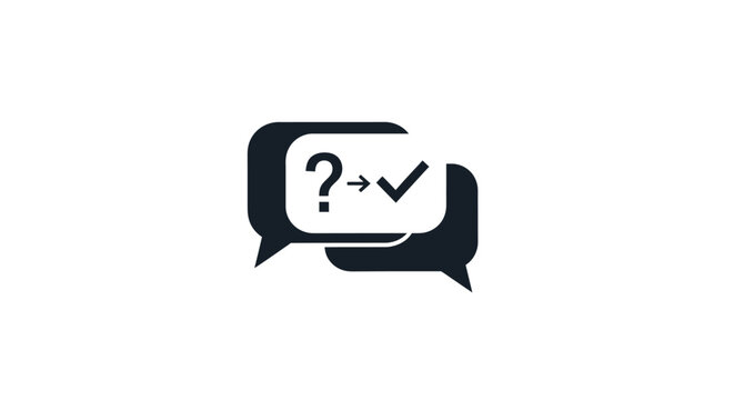 Speech Bubble with Question Mark and Checkmark.