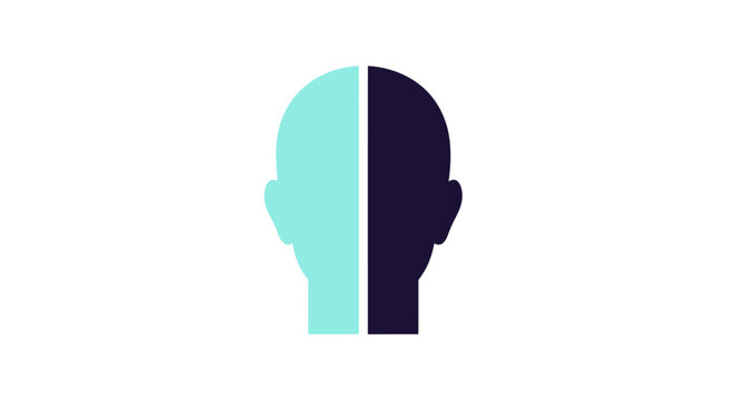 Split face head in two colors.