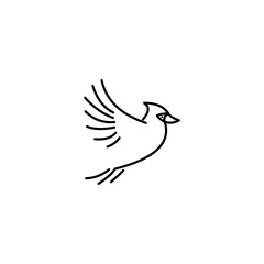 Fototapeta premium A black line art illustration of a cardinal bird logo with a placeholder name and tagline on a beige background.