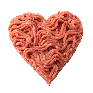 minced meat in the shape of a heart