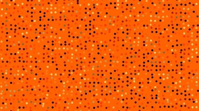 Vibrant orange dot pattern bursting with energy and movement, captured from a top-down graphic design perspective