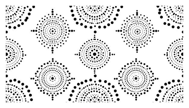 Seamless tribal pattern with dotted circles and semi circles