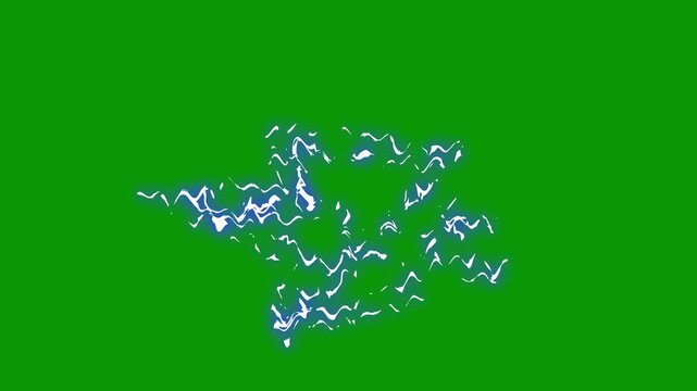 Lightning Thunderbolt Strike Animation, Shiny energy blasts, Comic Style Energy Explosion, glowing bolt energy motion, glowing flash FX energy burst loop, blue energy dissolve effect green background