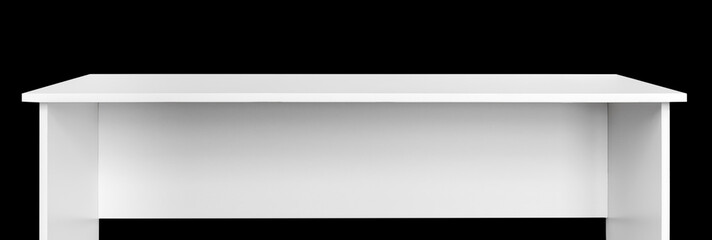 White desk isolated on black background with copy space