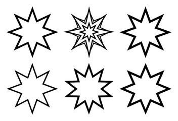 Obraz premium Set of six traditional eight pointed star patterns and geometric folk ornaments