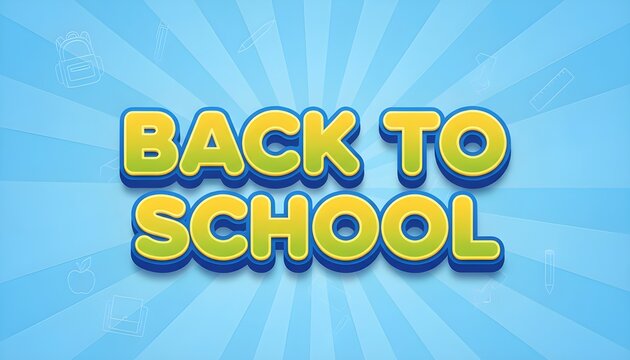 Back to School Promotion Design with Playful Typography and Bright Background Rays