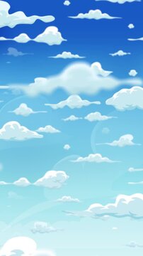 Cartoon Clouds On Blue Sky Background Animation
Blue sky animated vertical background filled with cartoon clouds smoke patterns and fog icons in a seamless loop